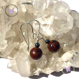 Mahogany Obsidian Hematite Earrings